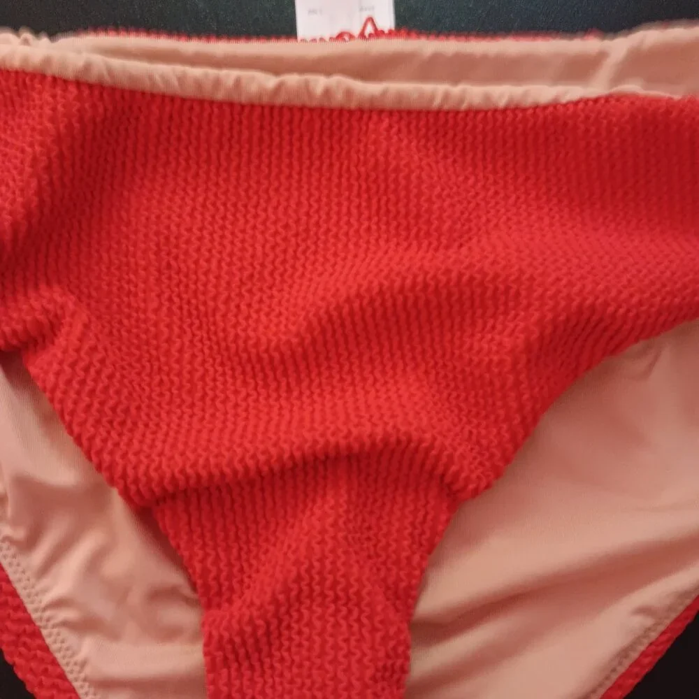 J Crew Women's Scrunchie Hipster Bikini Bottom Vivid Flame XXL NWT